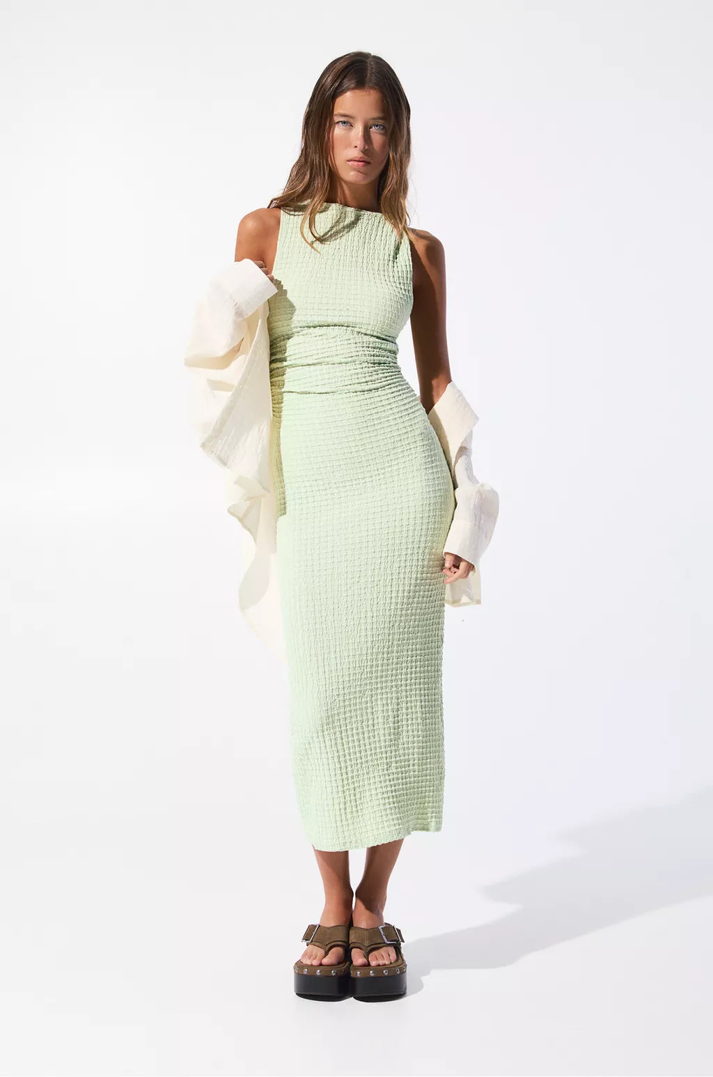 Creased-effect midi dress