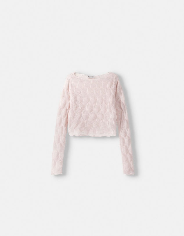 boat neck textured Top