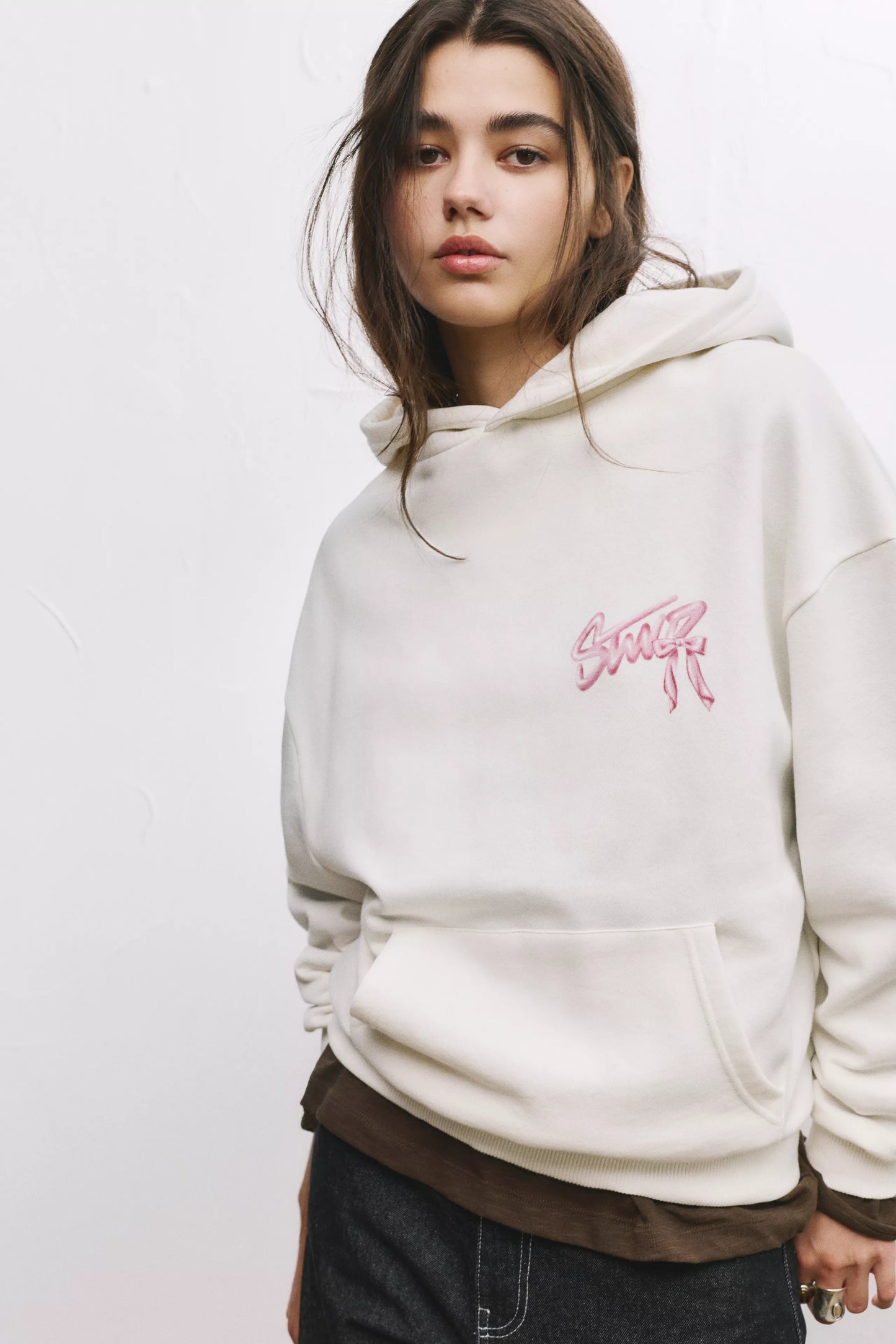 Hoodie with bow graphic - Pullandbear